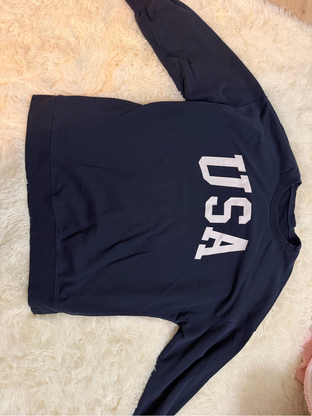 Source Unknown Navy Crewneck Sweatshirt with White USA Graphic